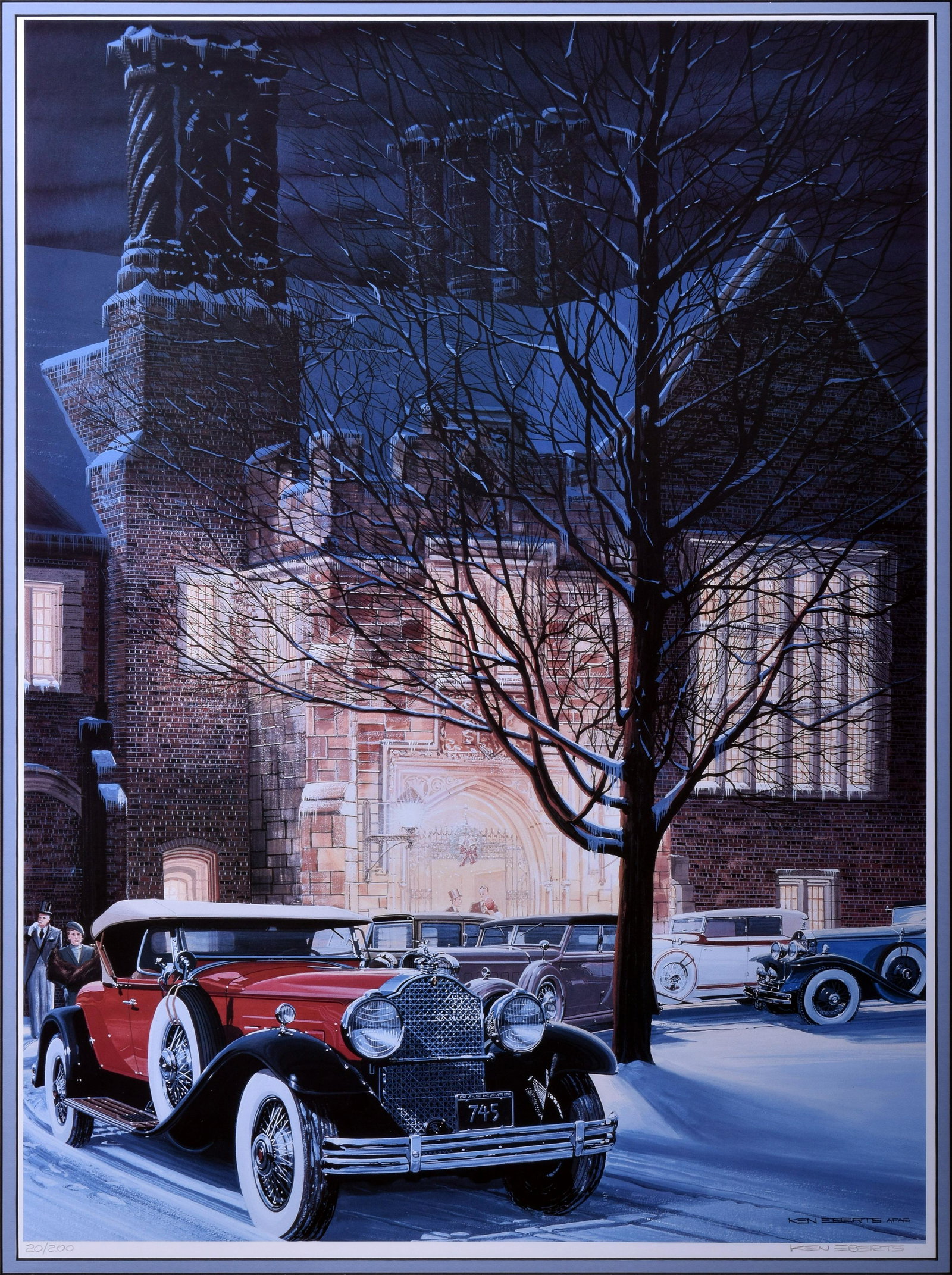 Ken Eberts, Christmas at Meadow Brook, Closed edition print, 25 7/8" x 32": Ken Eberts Christmas at Meadow Brook Closed edition print Closed edition signed and numbered print from Ken Eberts. #20/200 numbered in the lower left corner. Signed lower right corner. The image feat
