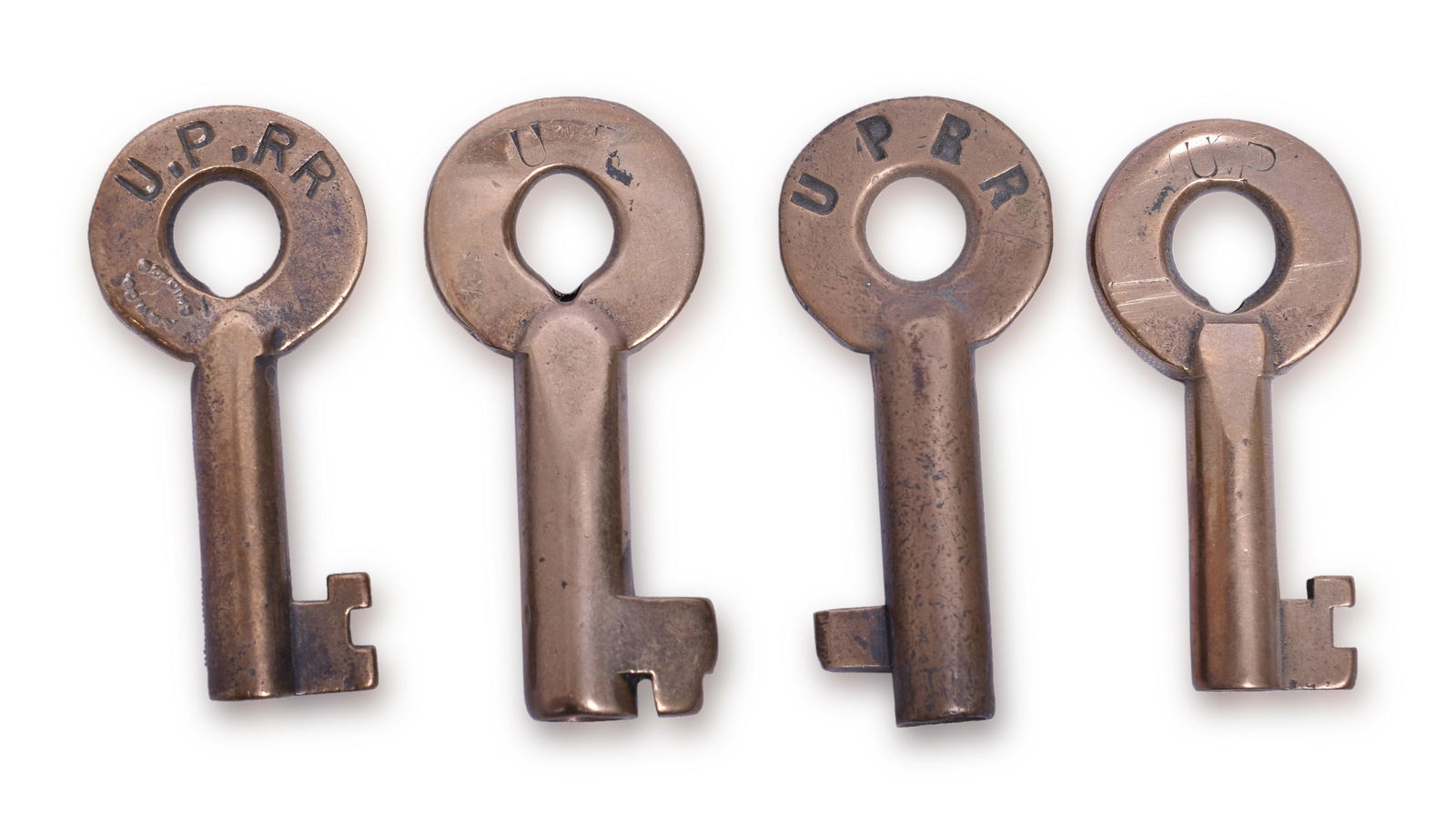 Group of four Union Pacific Railroad Keys - A&W, Adlake - Switch, Roadway and Bridge (1 of 2)