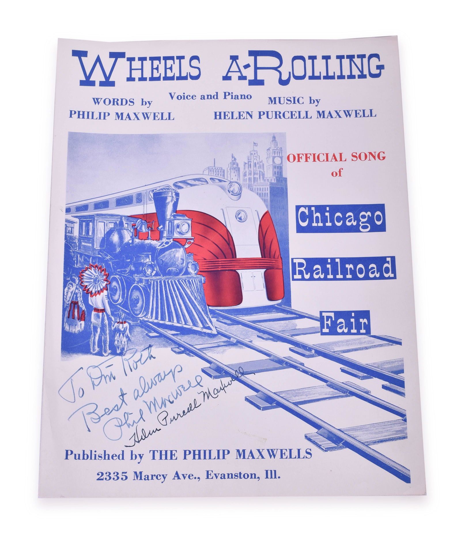 1948 Chicago Railroad Fair - Wheels A-Rolling Sheet Music - Signed (1 of 4)