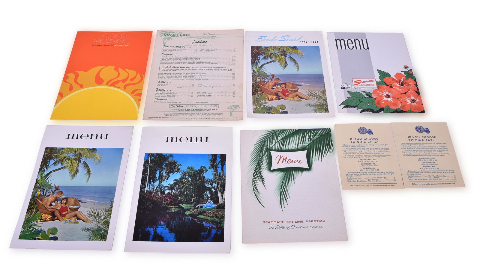 Nine Seaboard Air Line and Atlantic Coast Line Railroad Menus - Florida Special, Champion (1 of 2)
