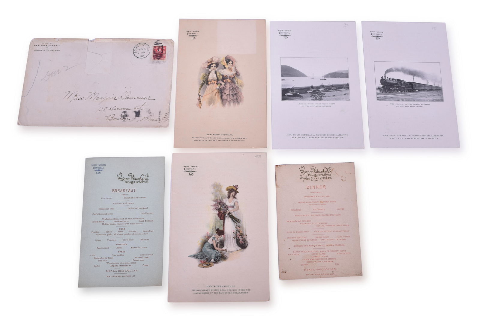Six New York Central & Hudson River / Wagner Palace Car Company Menus - Late 1800's to 1904 (1 of 2)