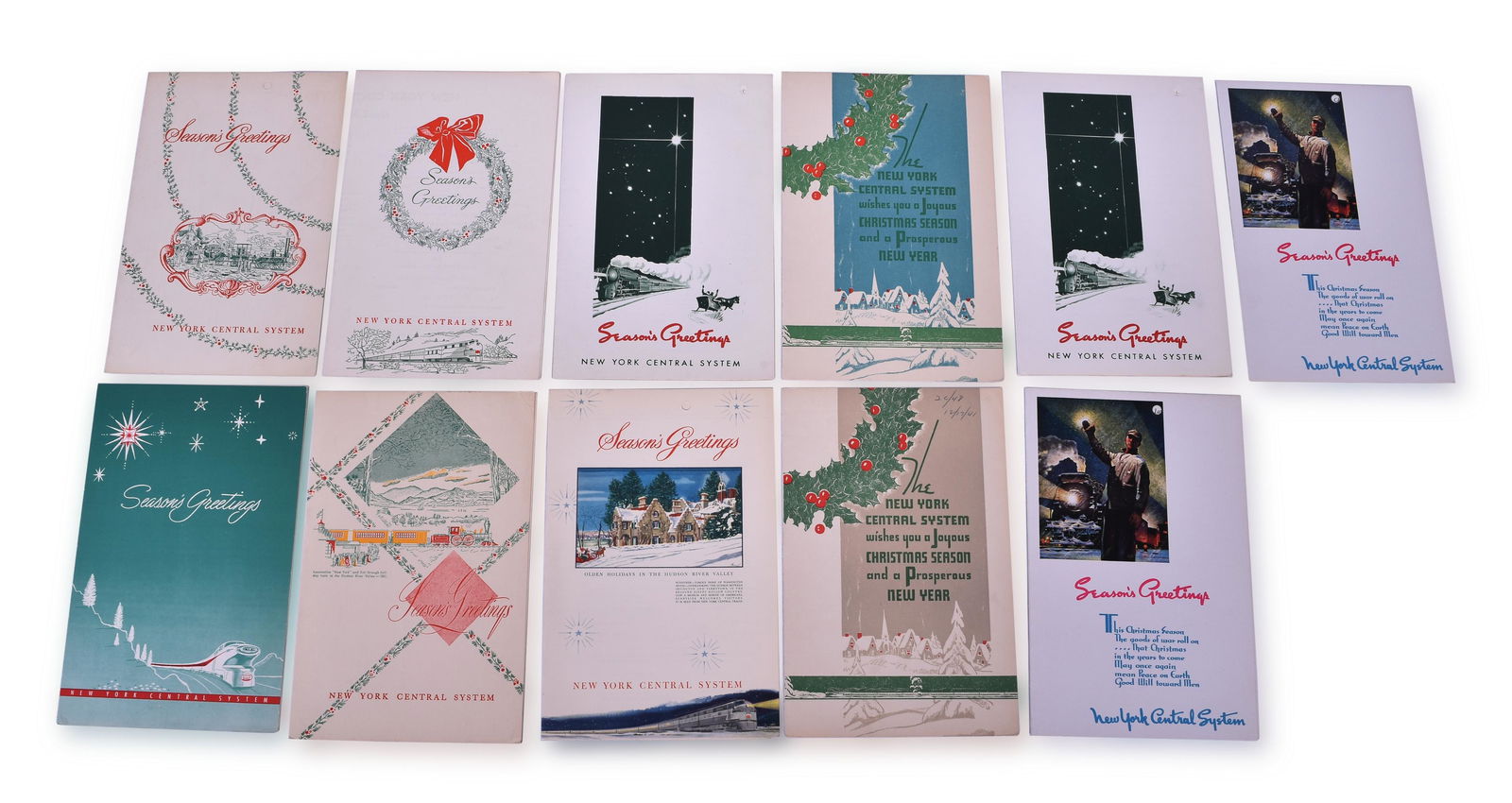 Eleven New York Central Holiday Menus - Empire State Express, The Detroiter, Wartime, etc. (1 of 1)