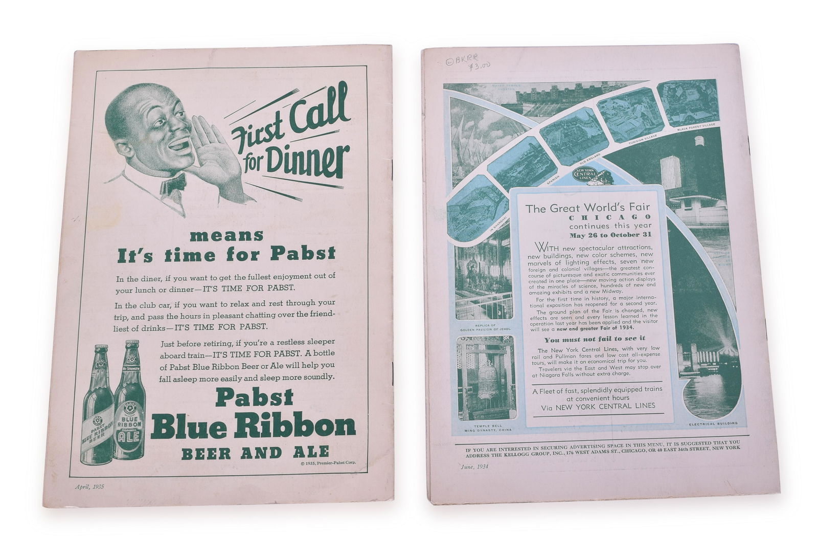 New York Central Lines - The Water Level Route - 1934 and 1935 - Babe Ruth Advertisement (1 of 2)