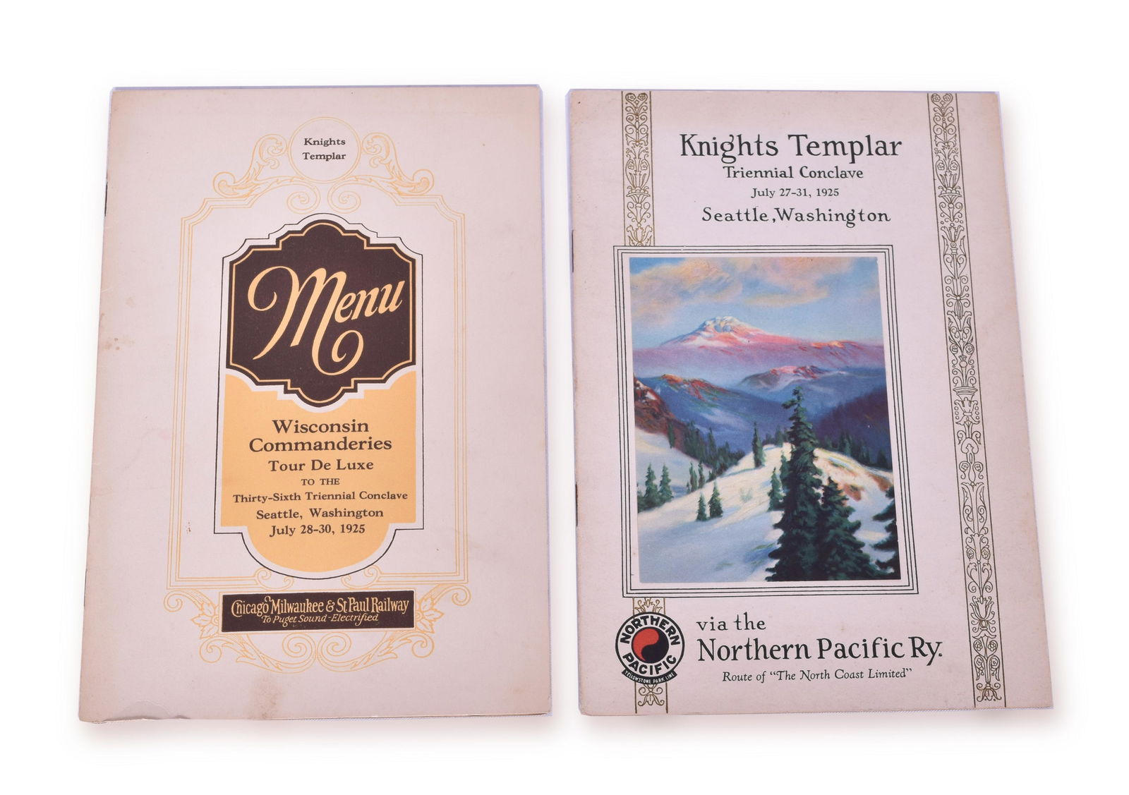 Pair of Knights Templar Railroad Dining Car Menus - Milwaukee Road and Northern Pacific (1 of 2)
