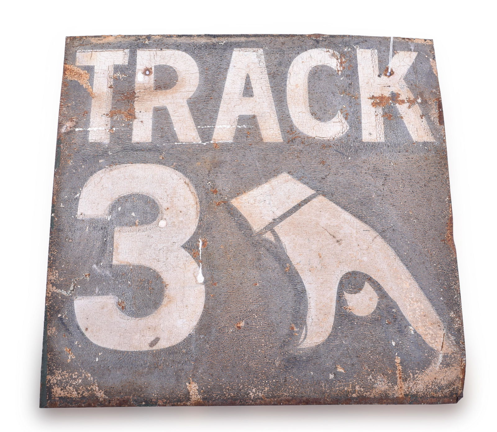 Metal "Track 3" Railroad Station Platform Sign (1 of 3)