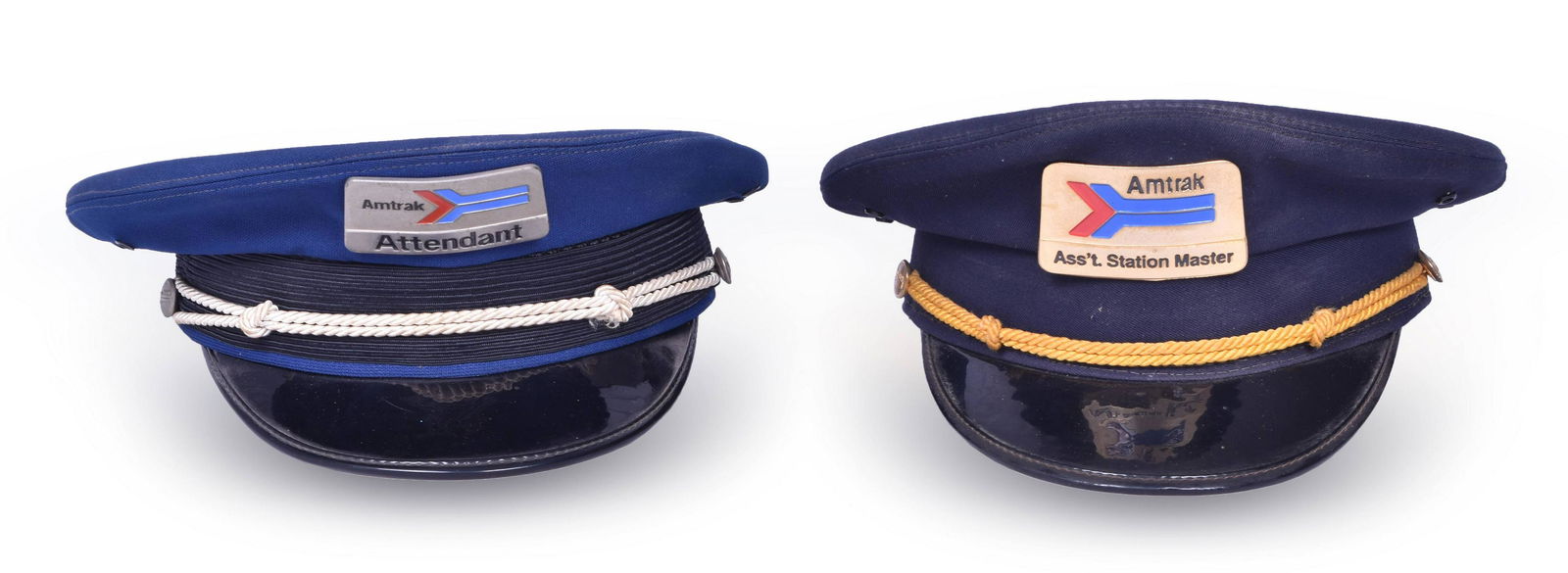 Pair of Amtrak Uniform Hats w/ Badges - Assistant Station Master and Attendant (1 of 3)