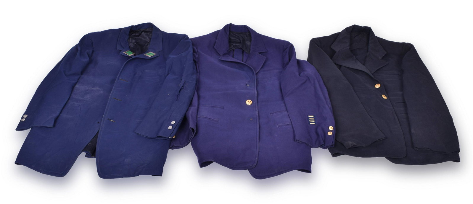 Group of Four Burlington Northern and Burlington Uniform Jackets: Group of four Burlington Northern and Burlington uniform jackets. Various manufactures and sizes. All have Burlington Northern or CB&Q buttons. Some jackets are worn with condition issues, the others 
