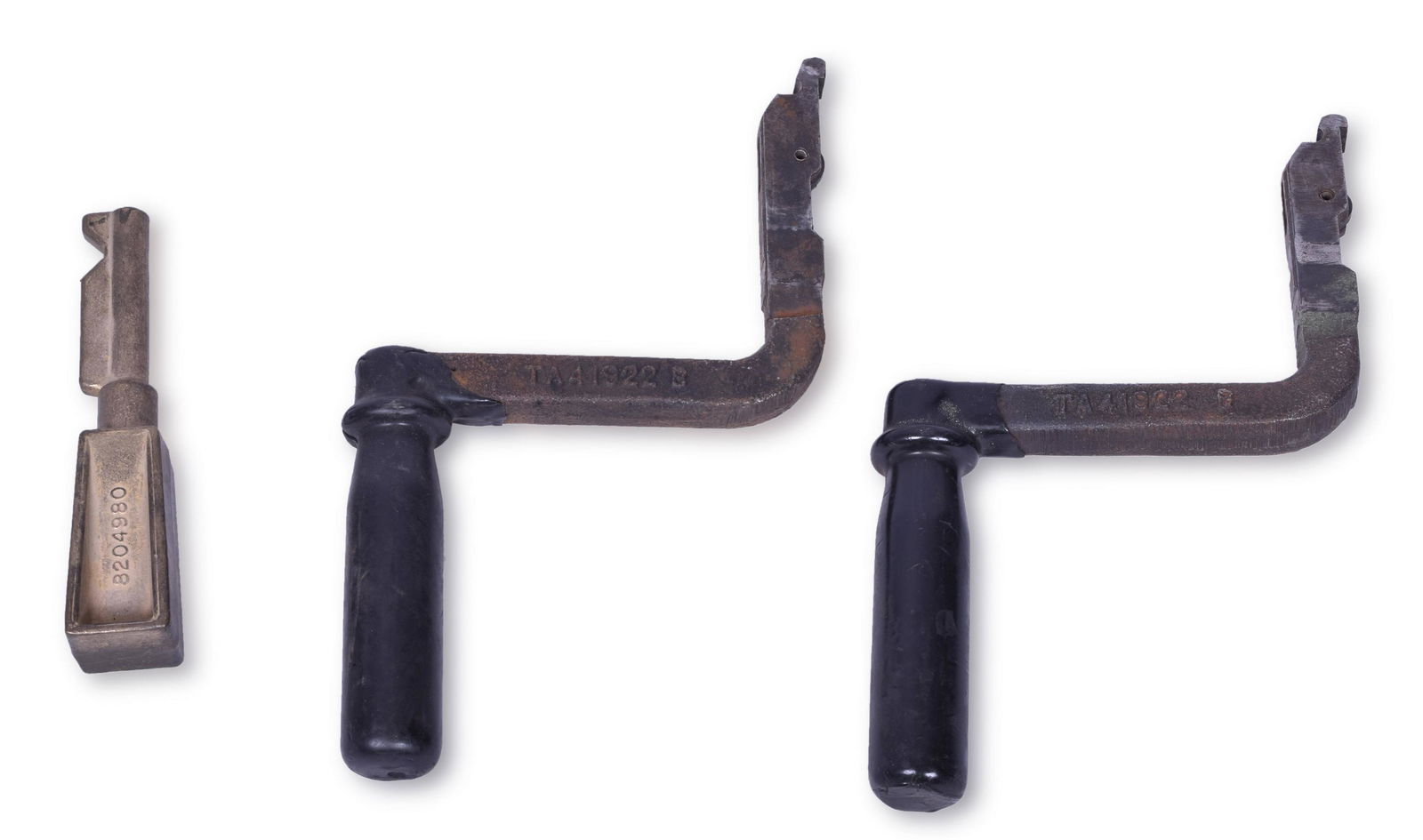 Brass Locomotive Reverser Handle and Two Offset Independent Brake Handles (1 of 2)
