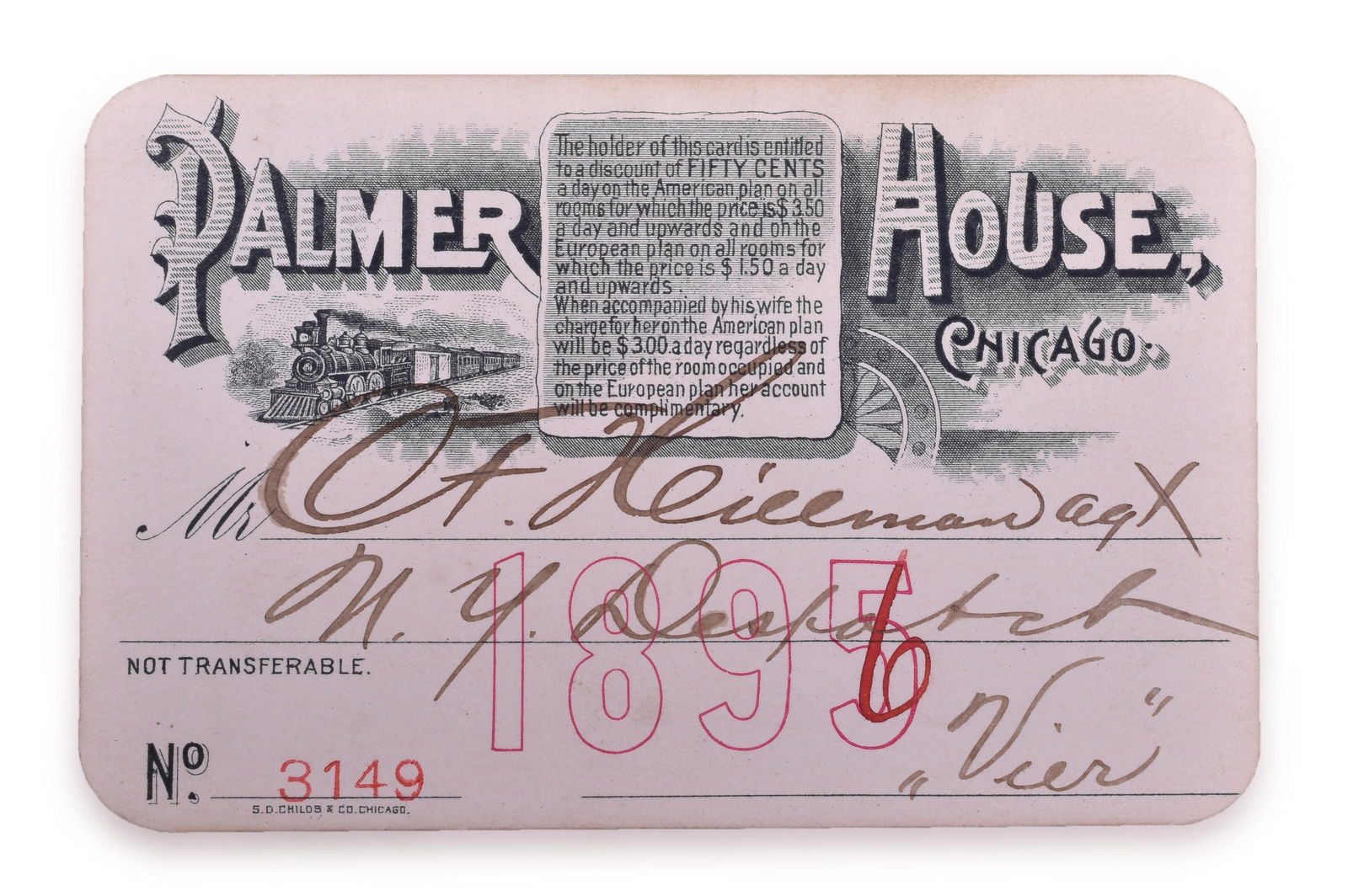 Palmer House Chicago 1895 Discount Pass (1 of 2)