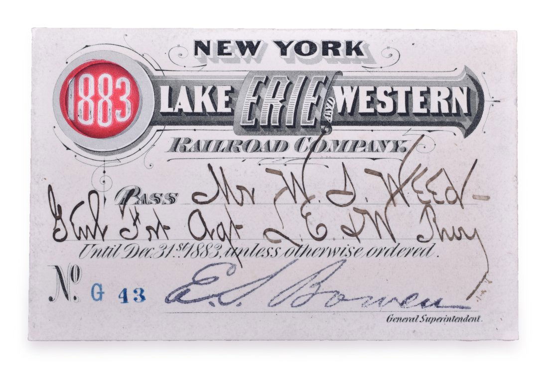 1883 New York Lake Erie and Western Railroad Annual Pass (1 of 2)