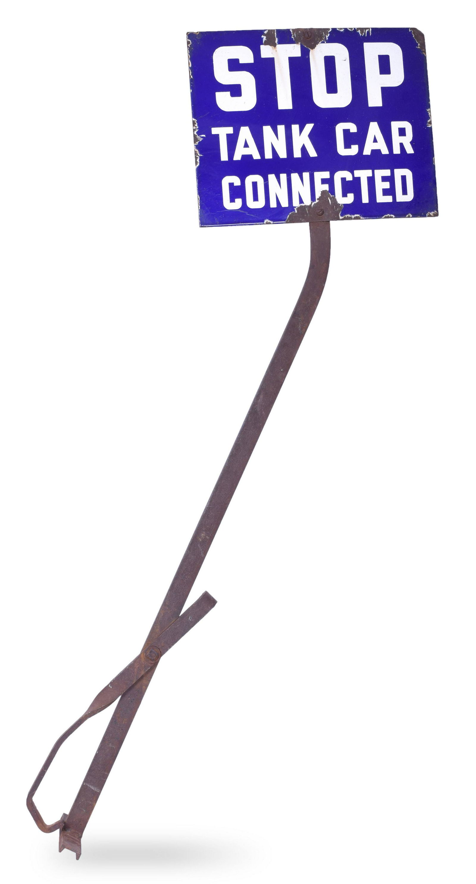 Porcelain Railroad Tank Car Connected Sign w/ Rail Head Connection (1 of 3)