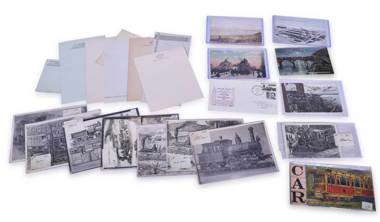 New York Central Railroad Stationary, New York Central to Washington last day RPO, Postcards, and (1 of 2)