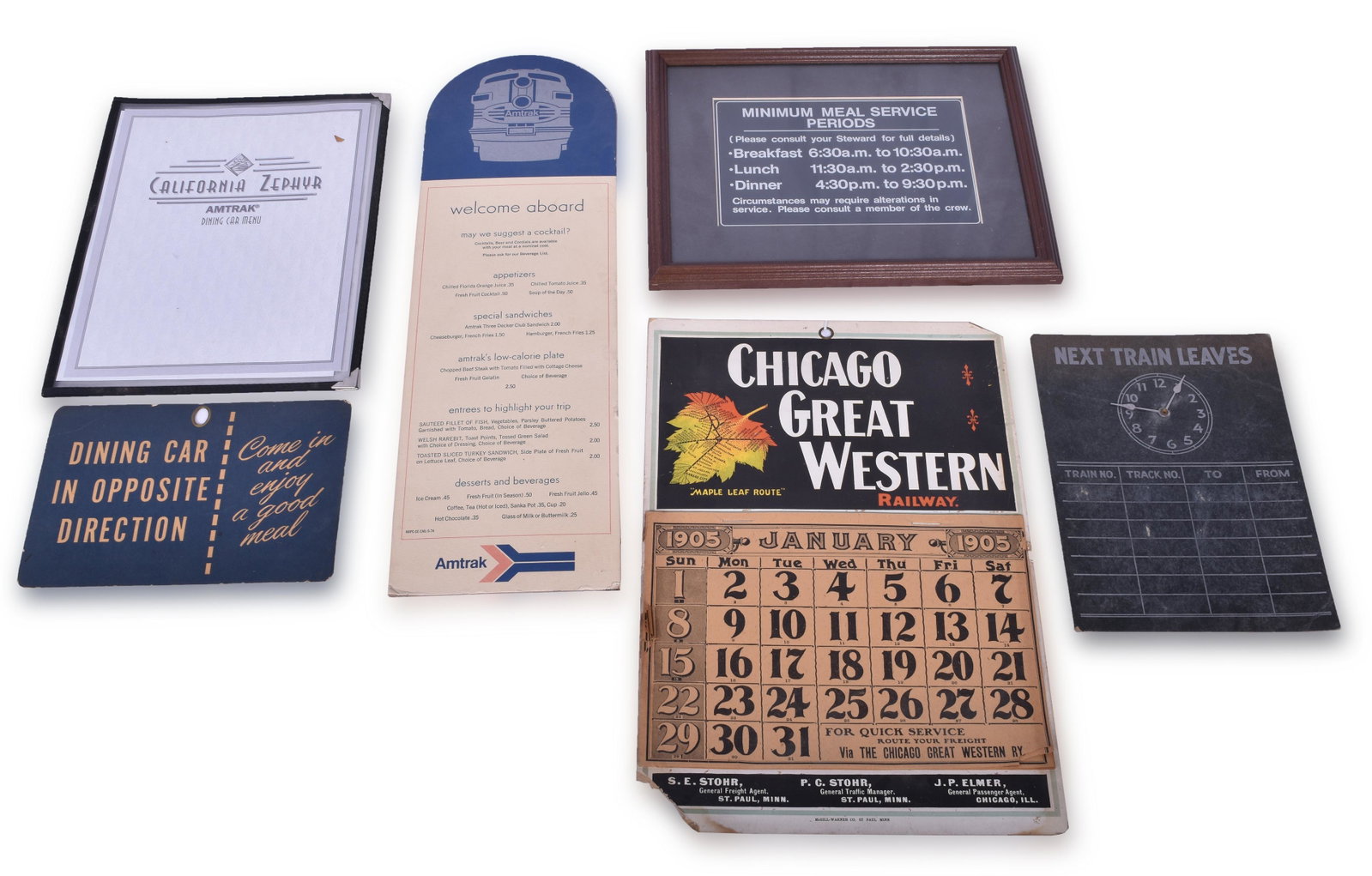 1905 Chicago Great Western Railway Wall Calendar: 1905 Chicago Great Western Railway wall calendar. Includes all date sheets, the first two are missing the lower right corners. The backer is missing the upper right corner and the lower corners have a