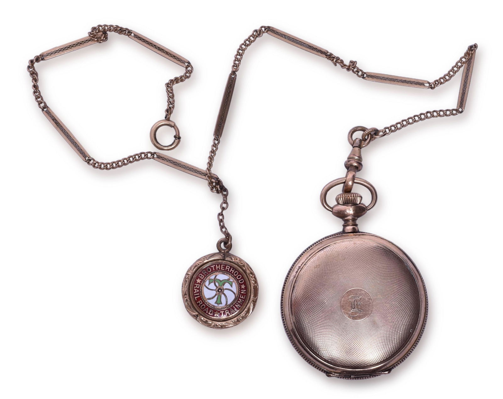 Elgin Model 2 Grade 286 6 Seconds / 7 Jewels Pocket Watch - Brotherhood of Railroad Trainmen Fob (1 of 9)