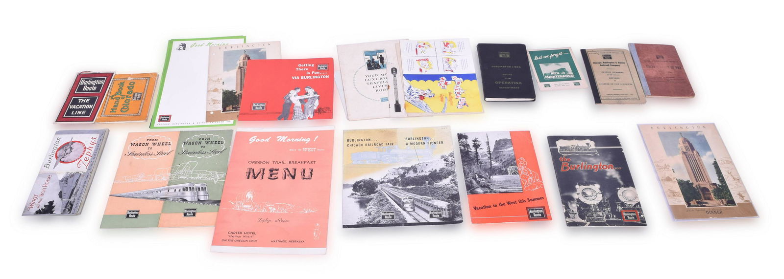 28 Pieces Burlington Railroad paper - 1905 Colorado, 1926 Omaha Division Program, 1892 Timetable, (1 of 1)