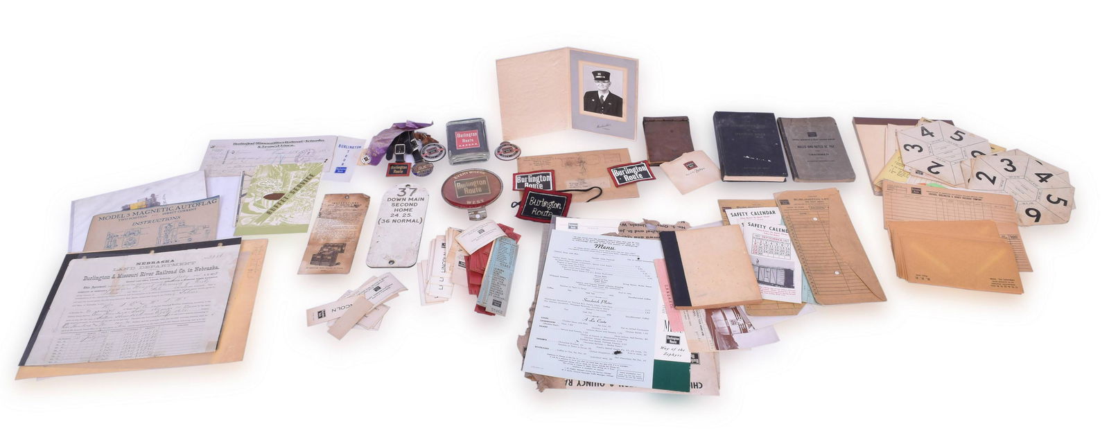 Group of CB&Q / Burlington Railroad Memorabilia - Reflector, Patches, Paperweight, and more. (1 of 5)