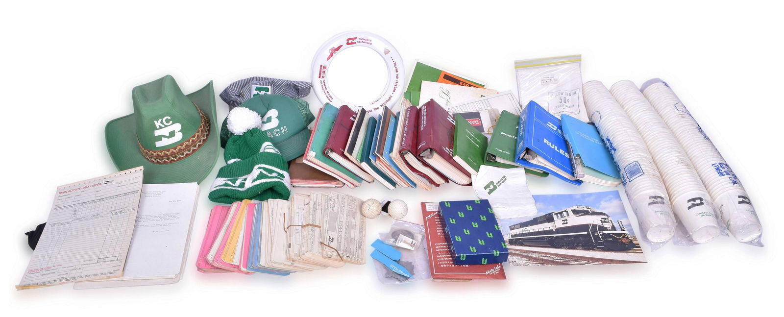 Great group of Burlington Northern Railroad Items - Hats, Books, Papers, Photos and more (1 of 1)