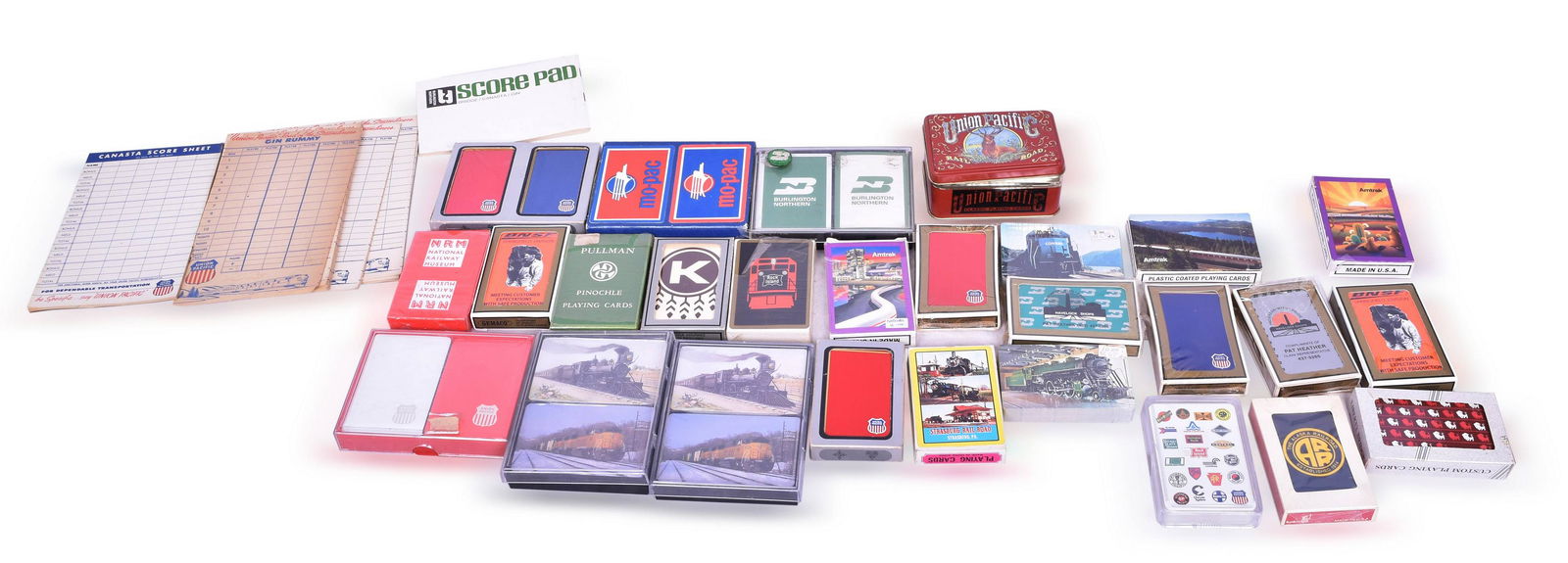 Thirty Four Decks of Railroad Playing Cards - Union Pacific, Burlington Northern, Missouri Pacific, (1 of 1)