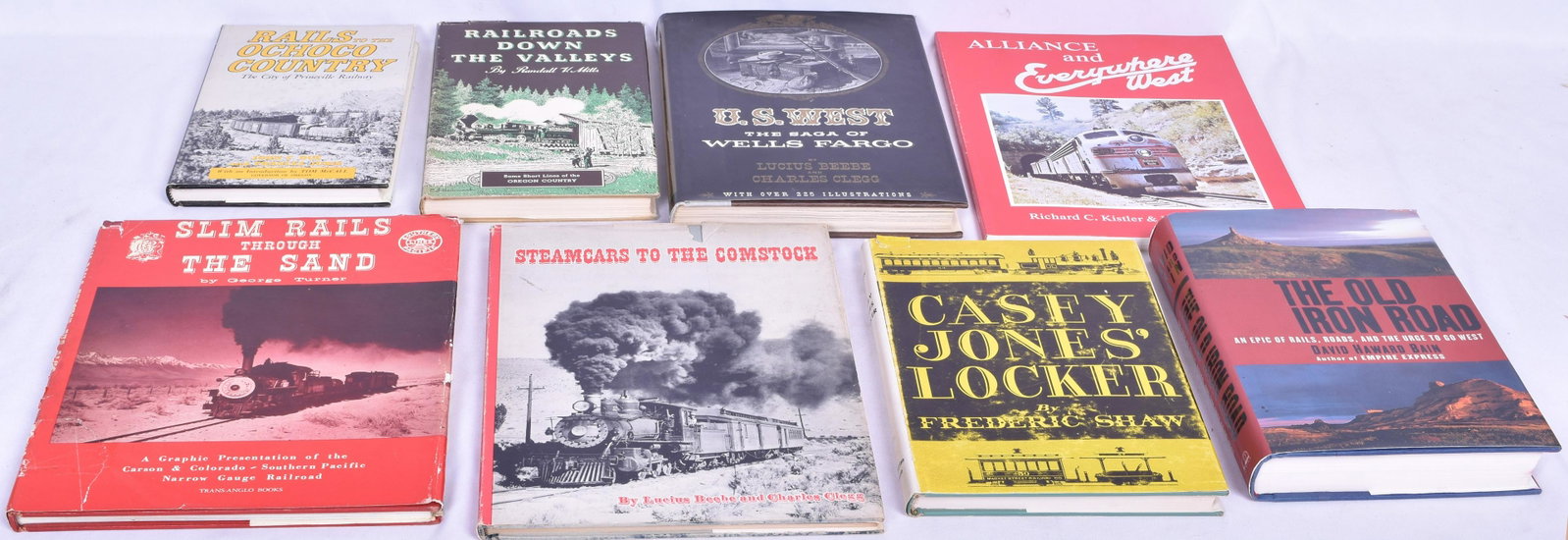 Lot of Eight Western Railroad Books - Kistler/Hardy, Beebe/Clegg, Mills, Due/Juris, Bain, Shaw,: Lot of Eight Western Railroad Books - Kistler/Hardy, Beebe/Clegg, Mills, Due/Juris, Bain, Shaw, Turner Eight Books Representing the Rails of The West. Alliance and Everywhere West. - Richard C. Kistle