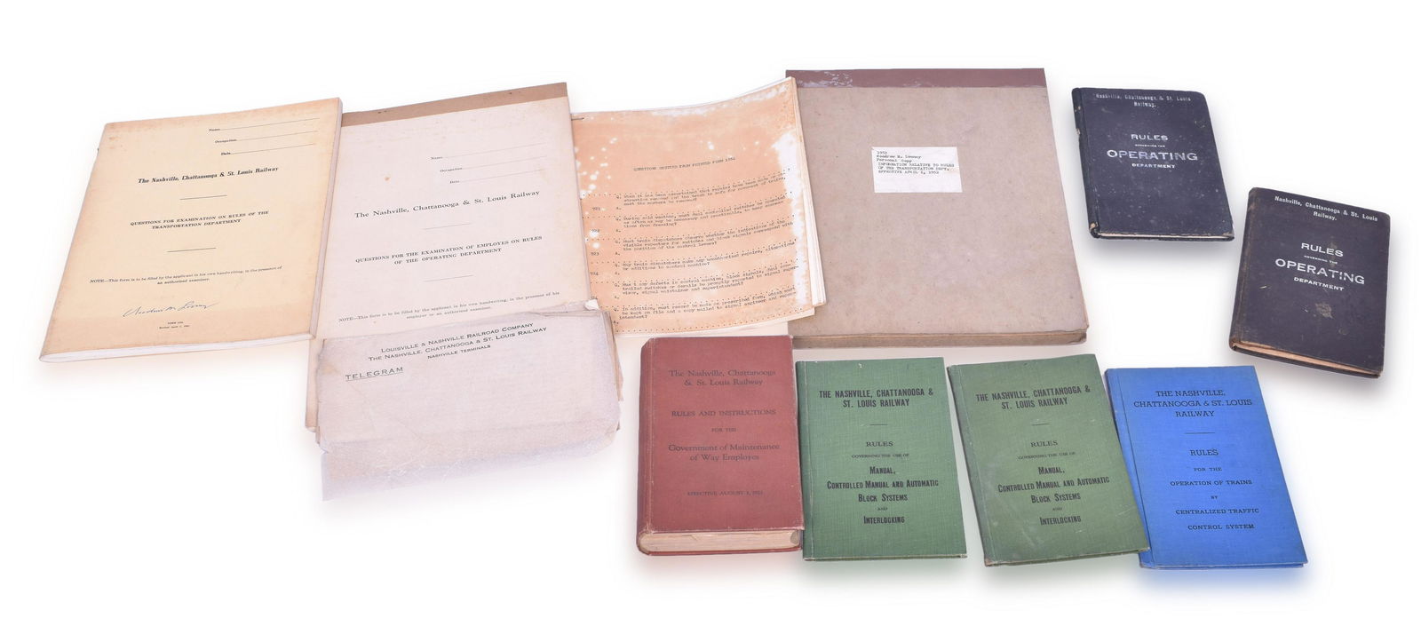Group of Ten Nashville Chattanooga & St. Louis Railway Rule Books and Rule Test Books (1 of 1)