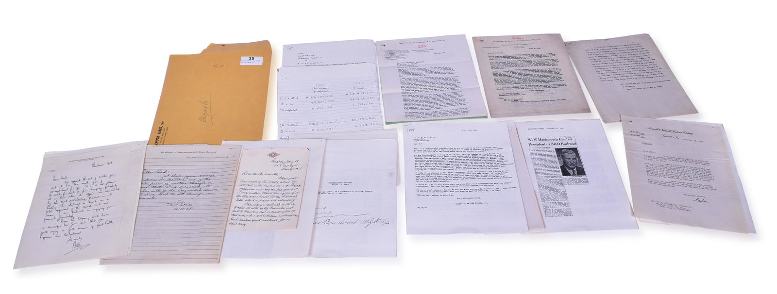 Fourteen Letters from the personal file of W.S. Hackworth President of the Nashville Chattanooga &: Fourteen letters from the personal file of W.S. Hackworth President of the Nashville Chattanooga & St. Louis Railway. A unique group including subject matters such a Christmas greetings, salary increa