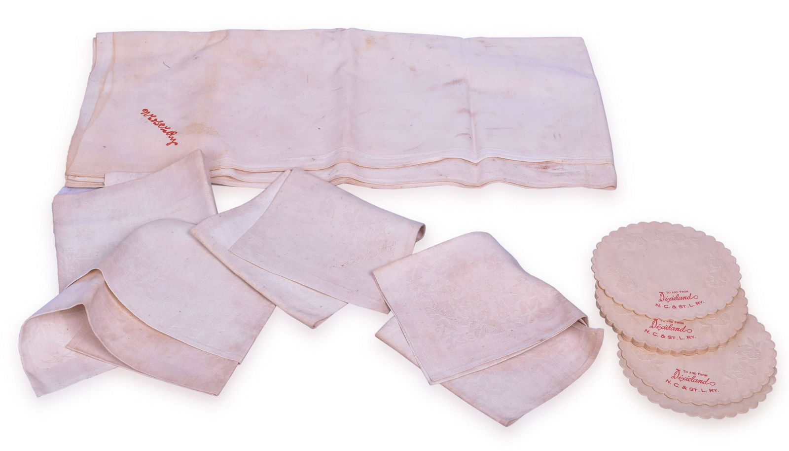 Nashville Chattanooga & St. Louis Railway Dining Car Linens and Doilys (1 of 1)