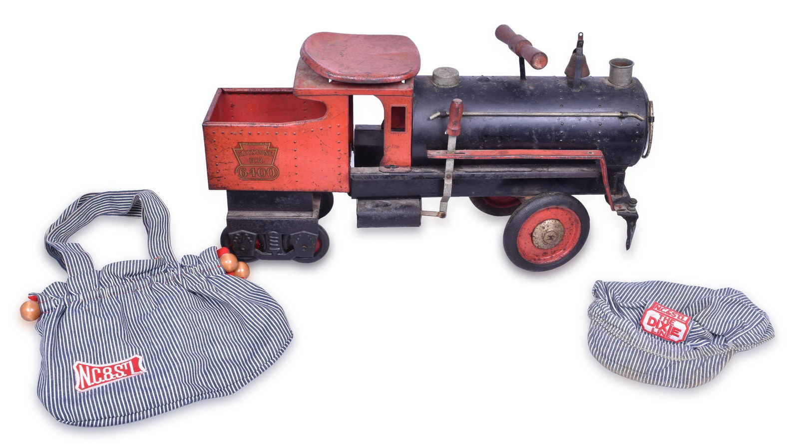 Keystone 6400 Pressed Steel Ride on Locomotive and NC&STL Bag and Engineer Cap (1 of 2)