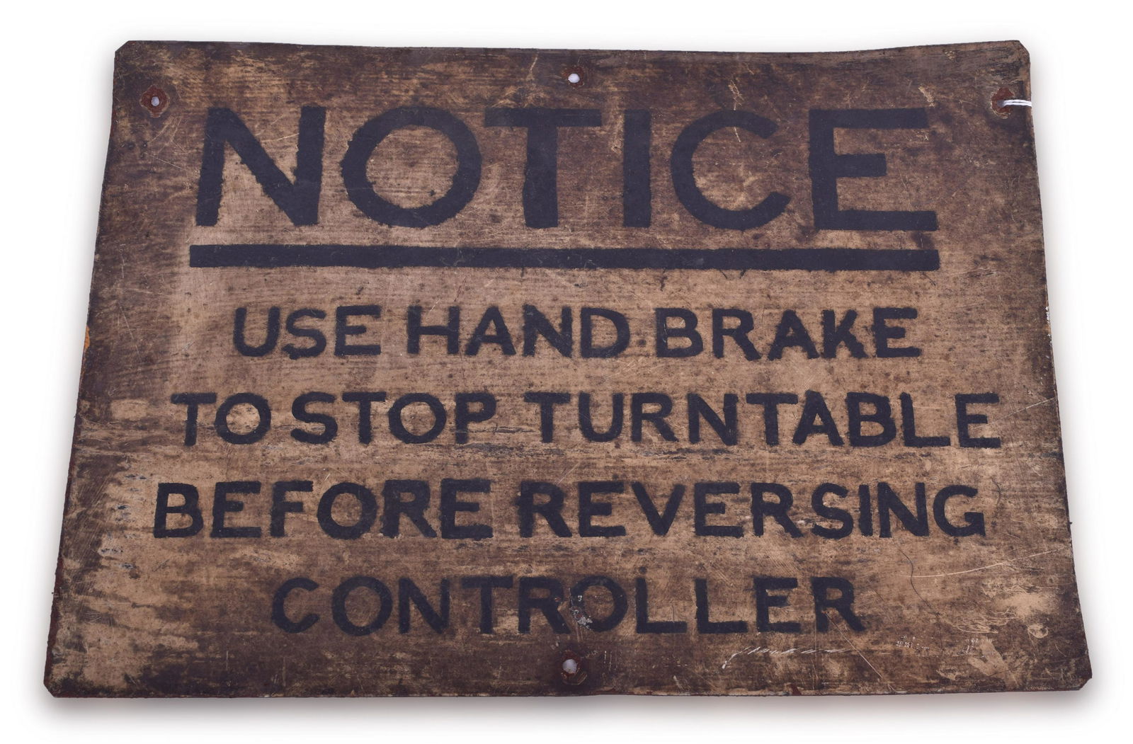 Steel Railroad Turntable Hand Brake Sign (1 of 2)