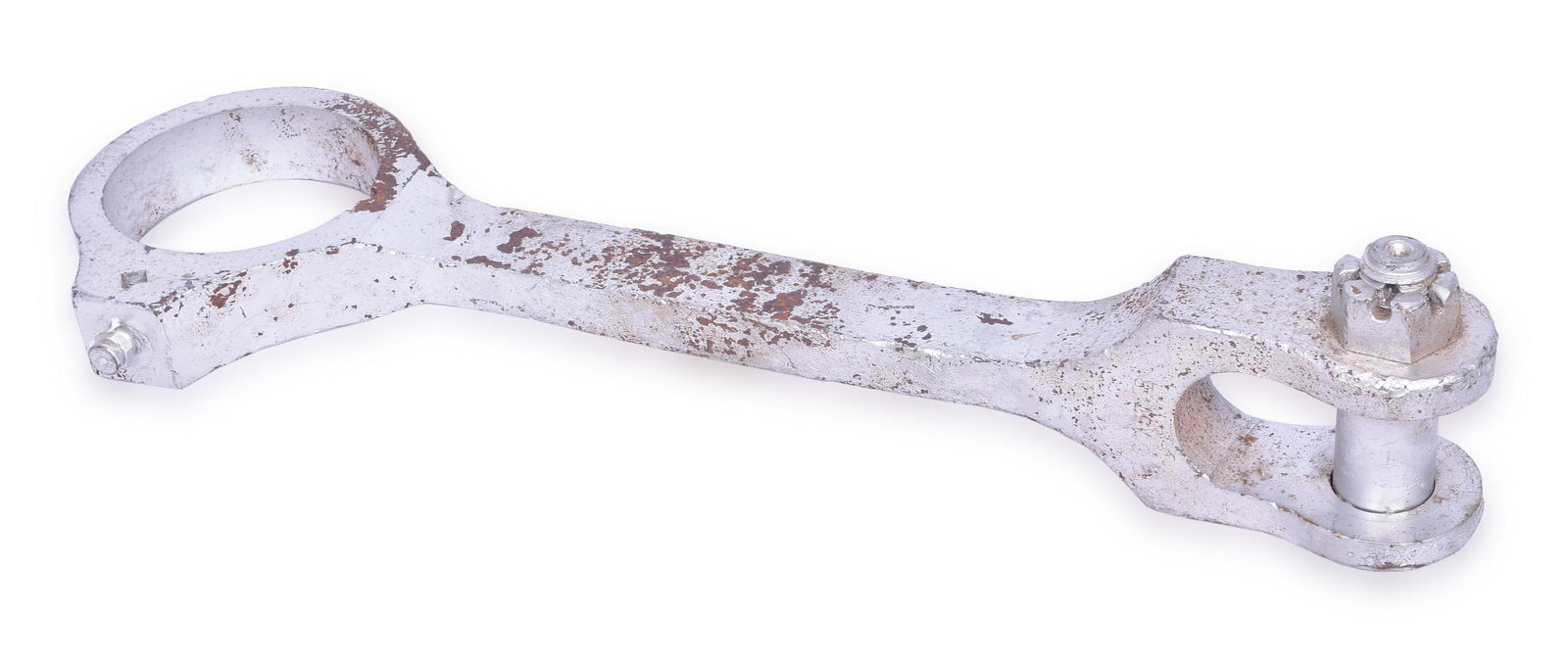 Running Gear Rod / Linkage From Steam Locomotive #3757 - Likely Canadian National: A piece of the running gear from locomotive #3757 which was likely a Canadian National S-3c. While we are unsure of exactly where this was located on the locomotive, our best guess is that it was a pa