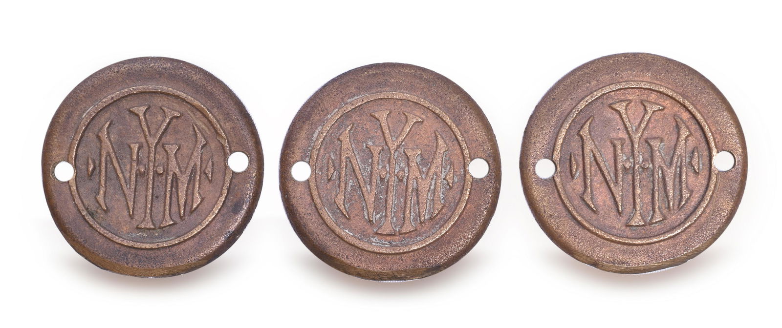 Three New York Municipal Railway Brass Circular Medallions (1 of 2)