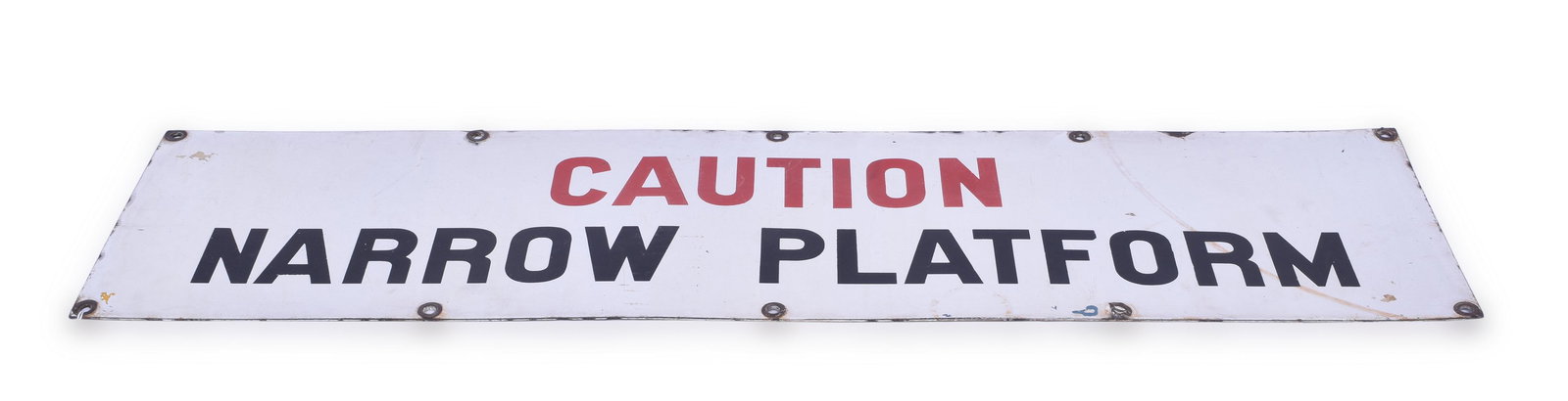 Caution Narrow Platform Porcelain Railroad Station Sign (1 of 2)