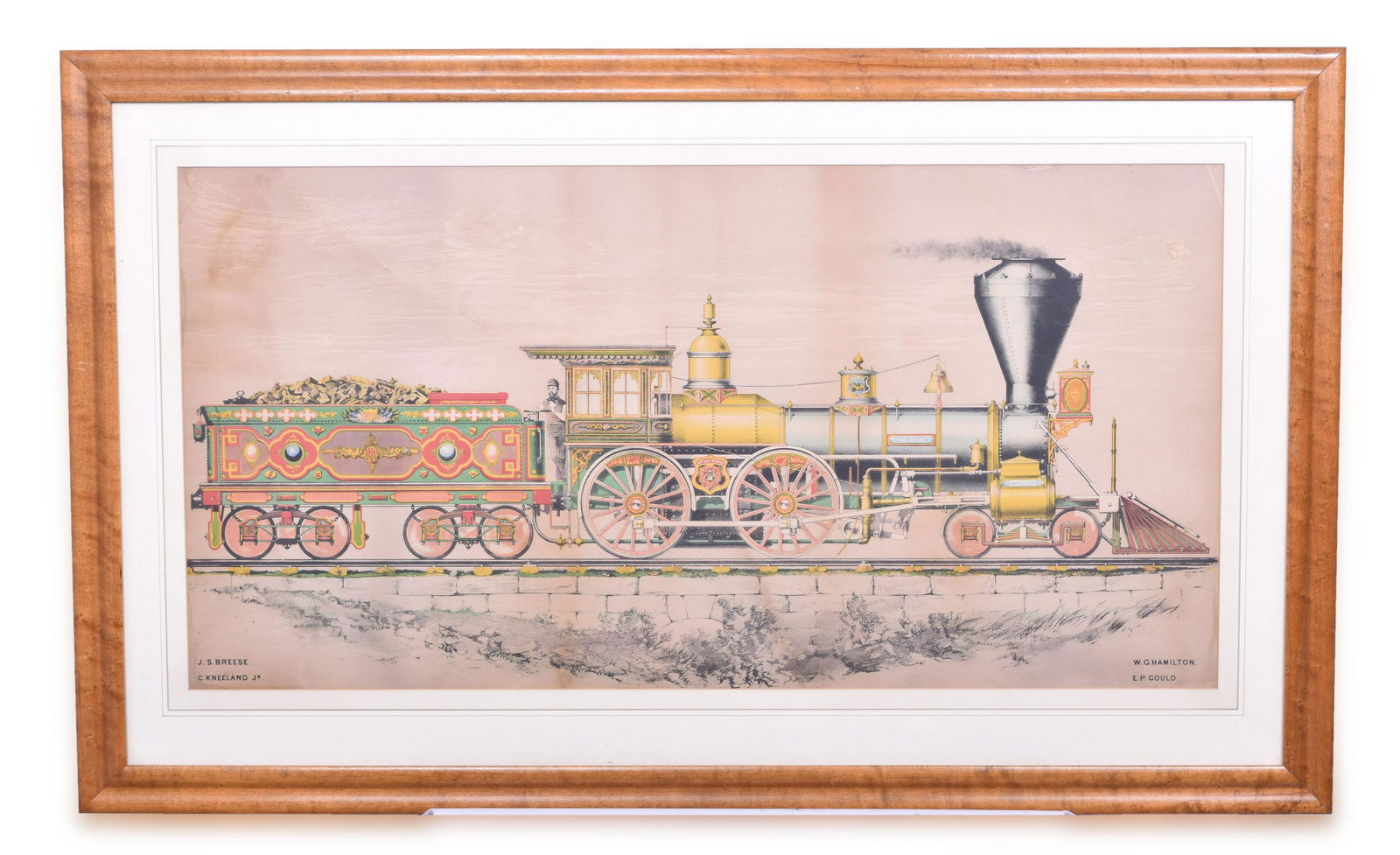 Breese, Kneeland & Co./ New York Locomotive Works - Young America - Hand Colored Lithography (1 of 3)