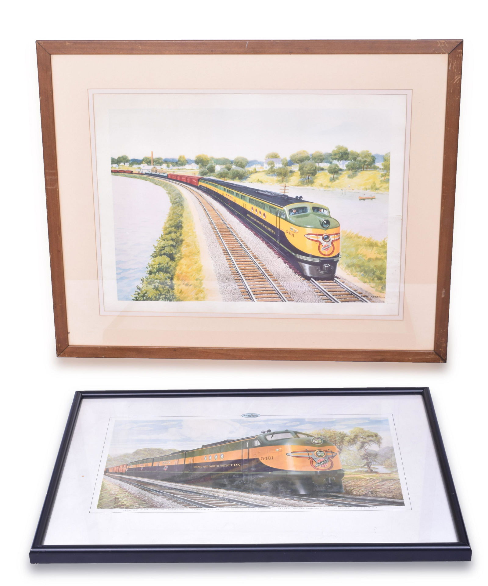 Pair of Chicago and Northwestern Streamlined FT Locomotive Prints - Ben Dedek and Paul Proehl (1 of 3)