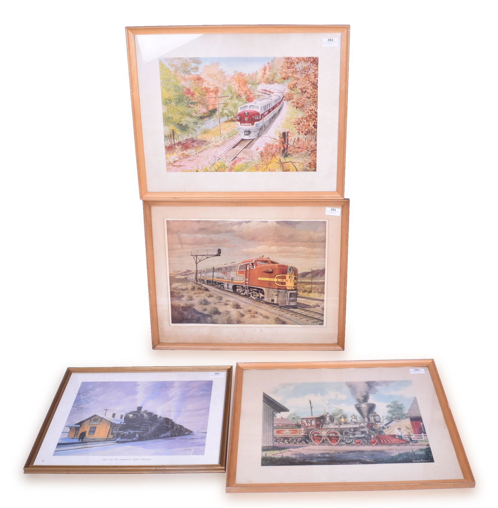 Four Railroad Prints including Howard Fogg and Porter - Monon, Santa Fe, Soo Line (1 of 2)