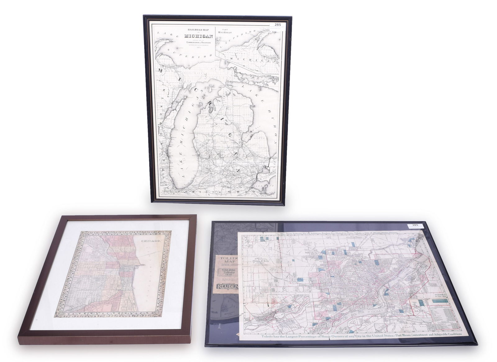 Three Railroad and City Maps - Chicago, Michigan, Toledo, Ohio (1 of 2)