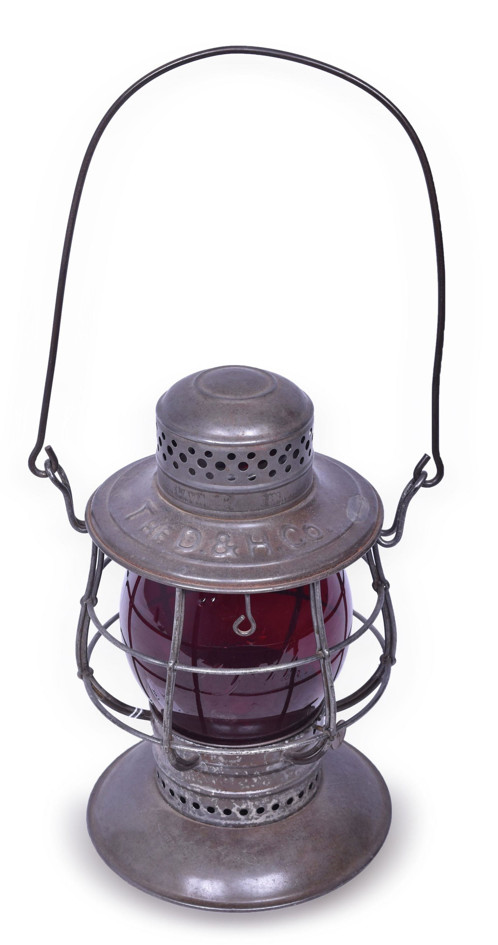 C.T. Ham Delaware and Hudson Lantern w/ Cast Red Herald Globe (1 of 6)