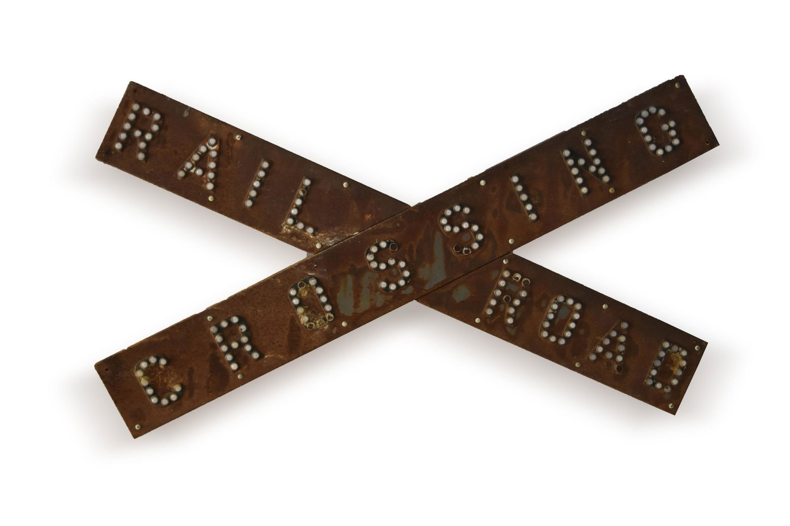 Steel Railroad Crossbuck Set w/ Plastic Cat Eye Reflectors (1 of 2)