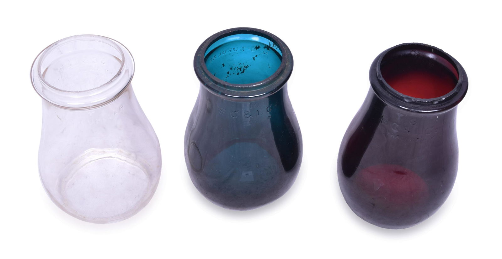 Three Steam Gauge and Lantern Colored Lantern Globes. (1 of 2)