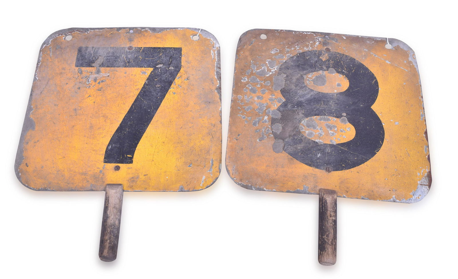 Pair of Hand Held Painted Railroad Number Signs (1 of 2)