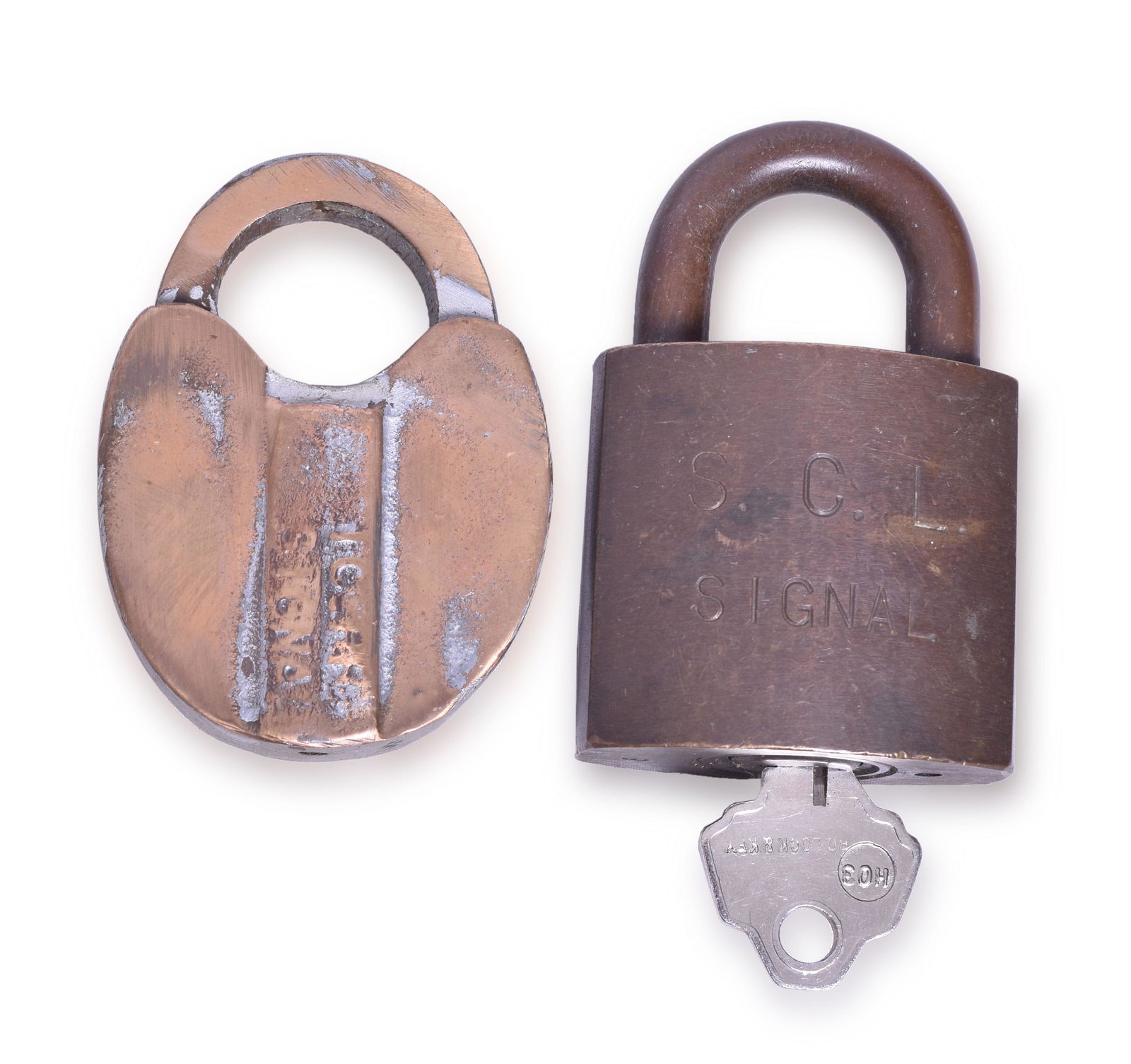 Seaboard Coast Line and Illinois Central Railroad Brass Signal Locks (1 of 2)