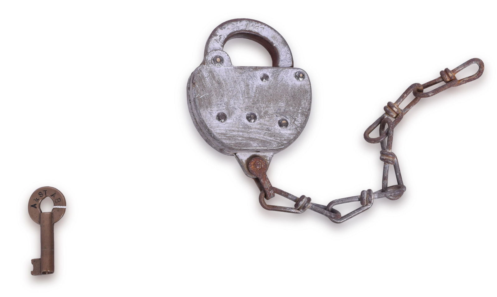Slaymaker Atlanta & St. Andrews Bay Railroad Lock w/ Marked Key (1 of 2)
