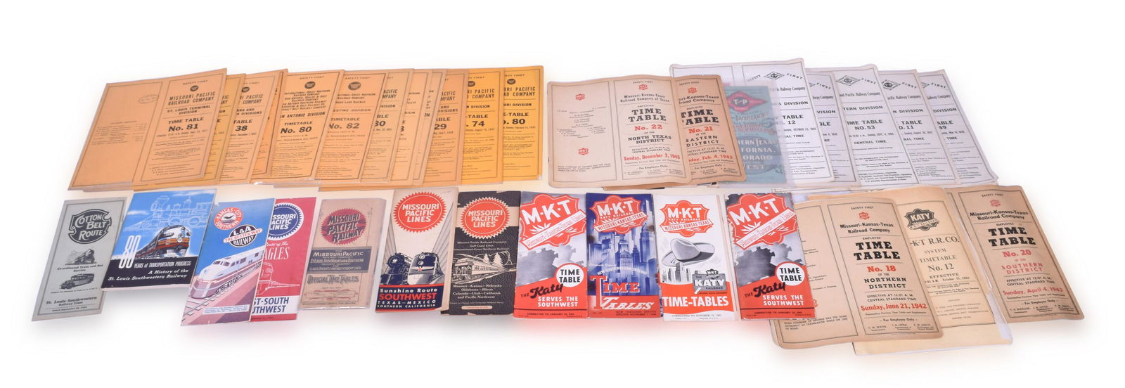 40+ Texas and Pacific, MKT, and Missouri Pacific Railroad Public and Employee Timetables (1 of 2)