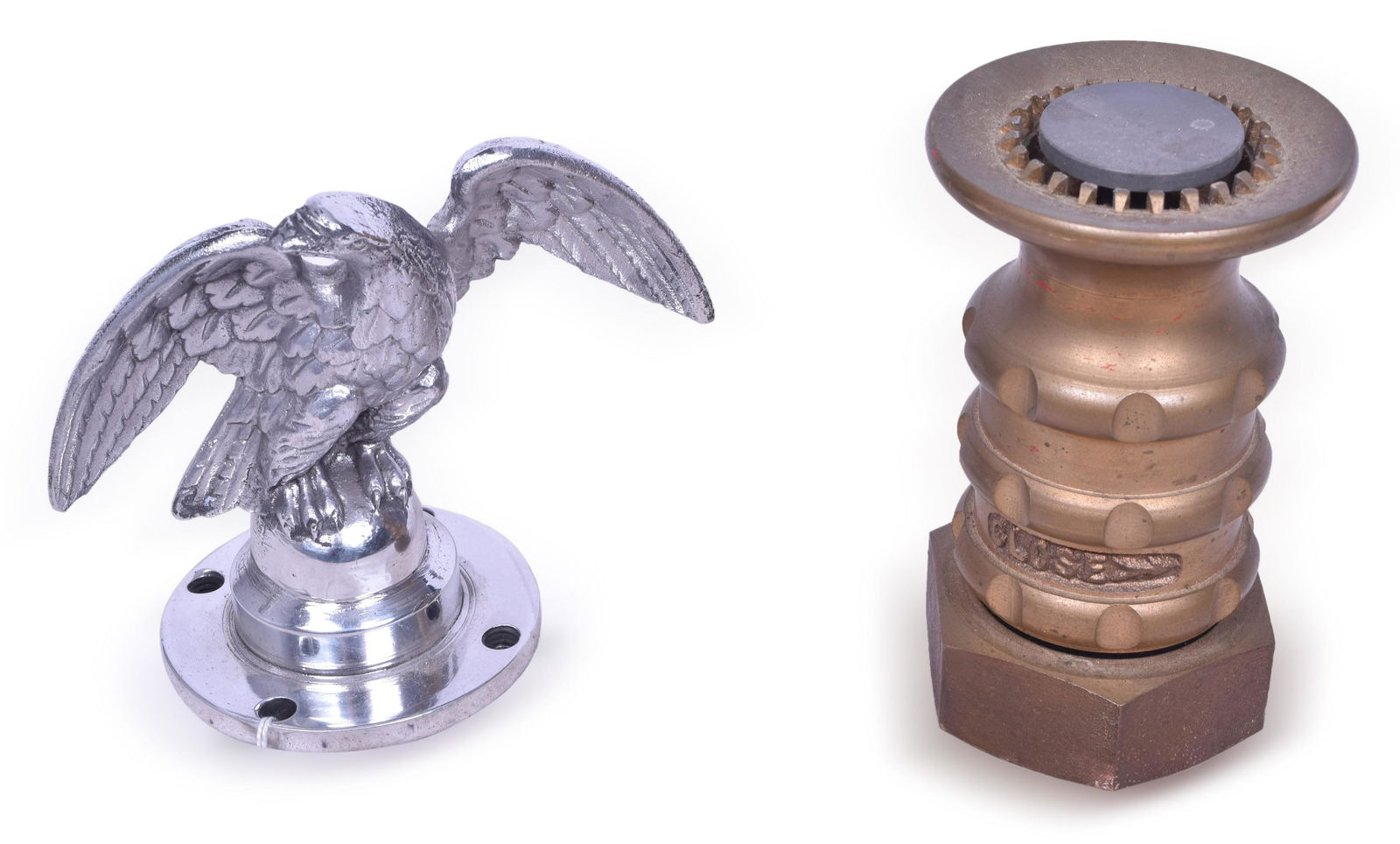 Brass 4 5/8" Fire Nozzle and Plated Eagle (1 of 2)