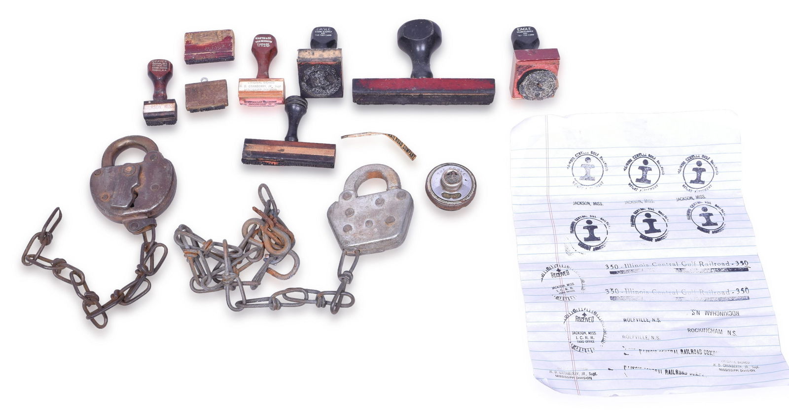 Illinois Central Office Stamps and Locks Group (1 of 3)