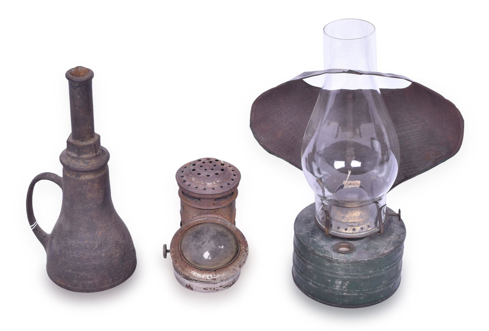 Victor, Seiss, and Dayton Malleable Iron Lanterns and Hand Torch (1 of 3)
