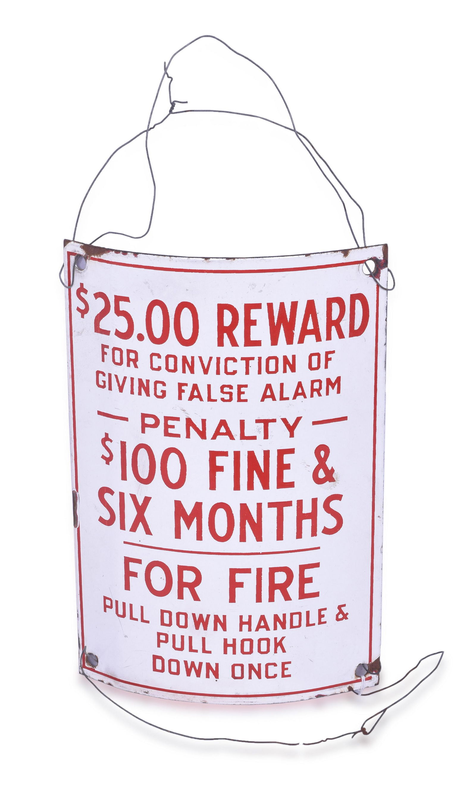 Porcelain Fire Pull Box Pole Mounted Reward Sign (1 of 2)