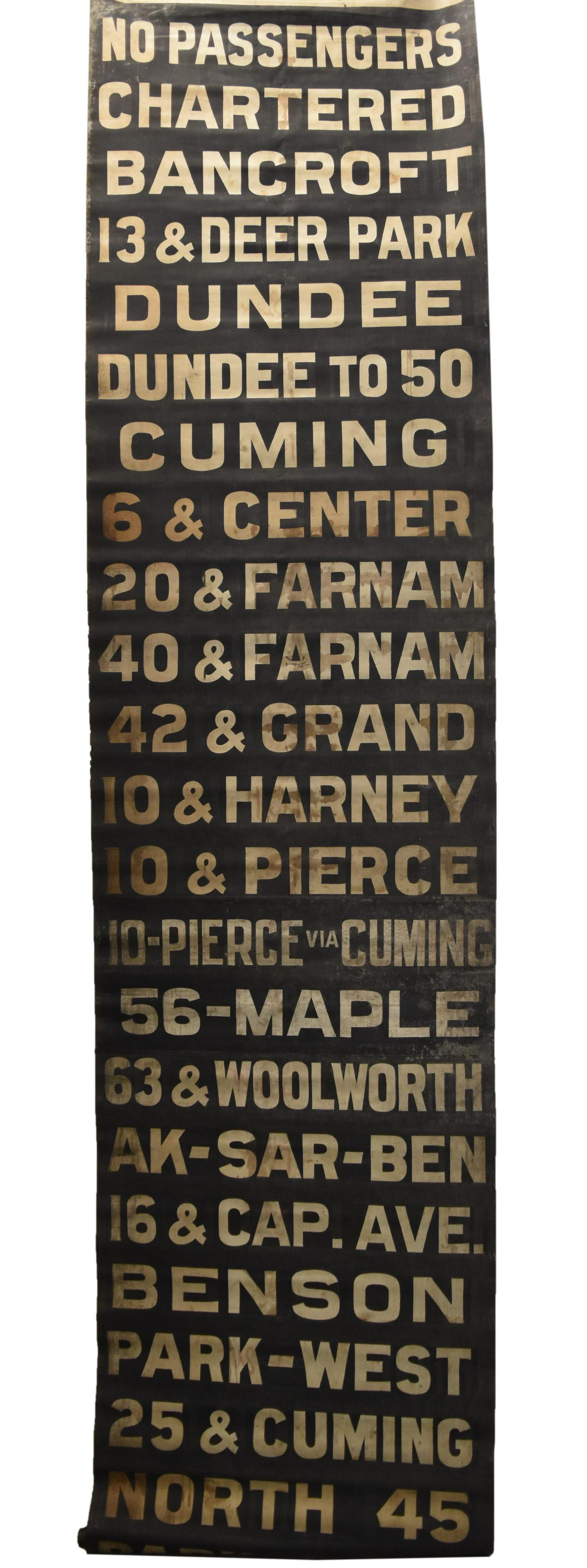 Omaha & Council Bluffs Street Railway Destination Roll #2 (1 of 3)