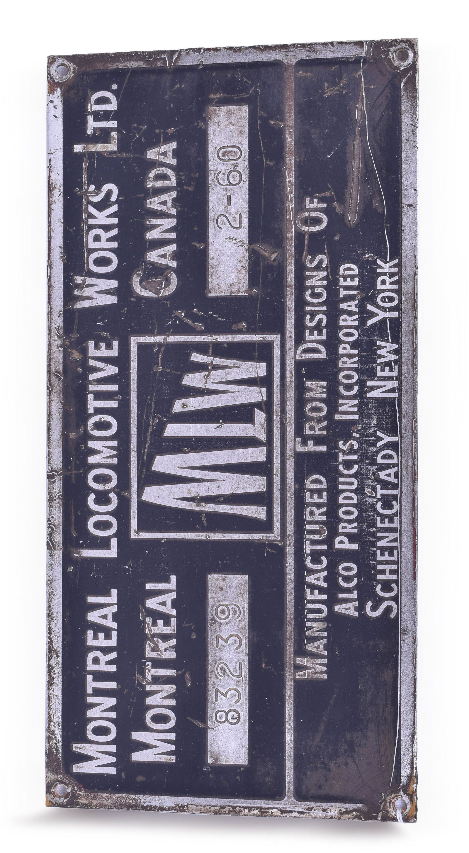 Montreal Locomotive Works Canadian National #1762 MR-14C Locomotive Builders Plate (1 of 2)