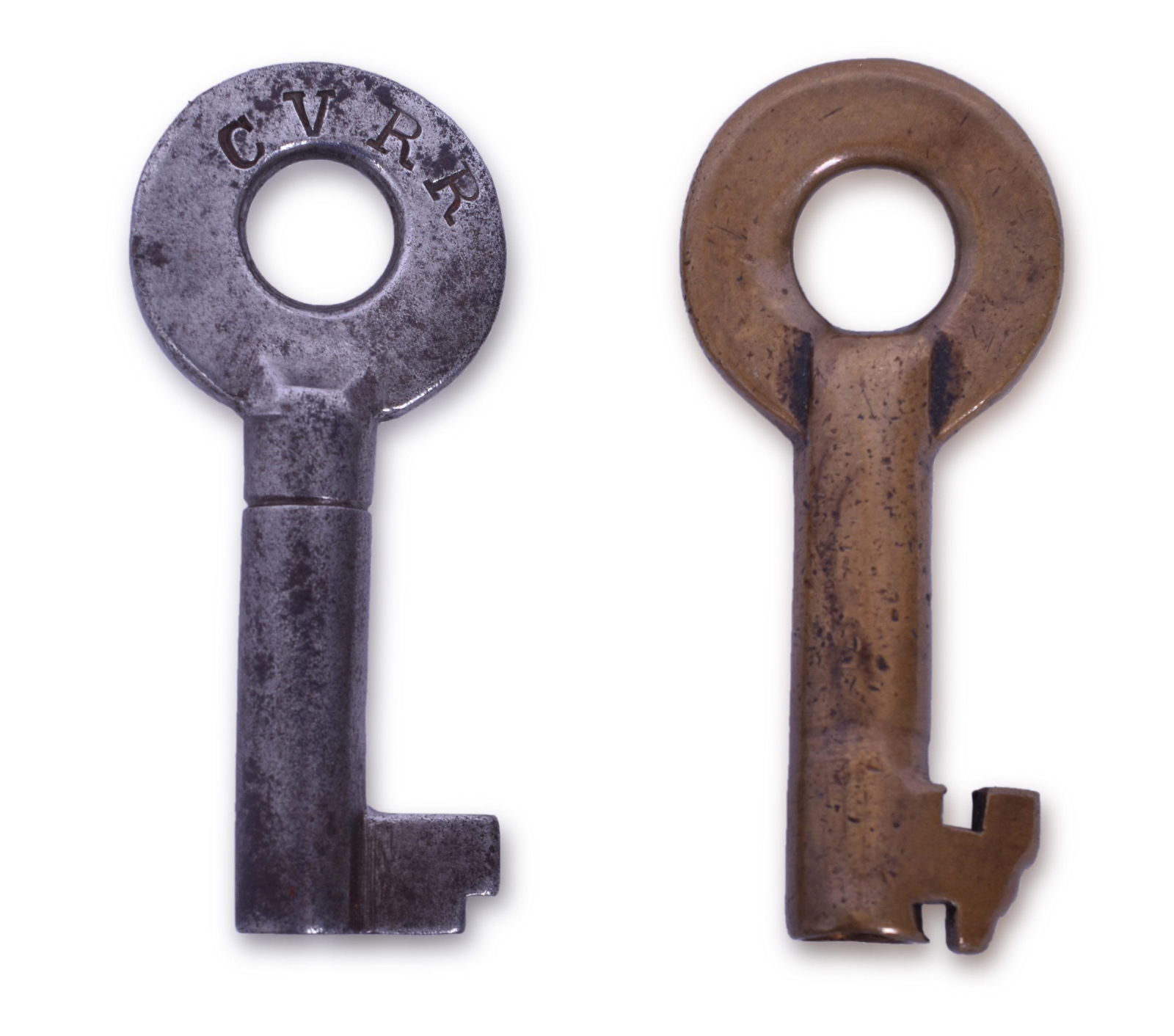 Central Vermont Railroad Keys - Steel Bohannan in Serif Font and Brass (1 of 2)
