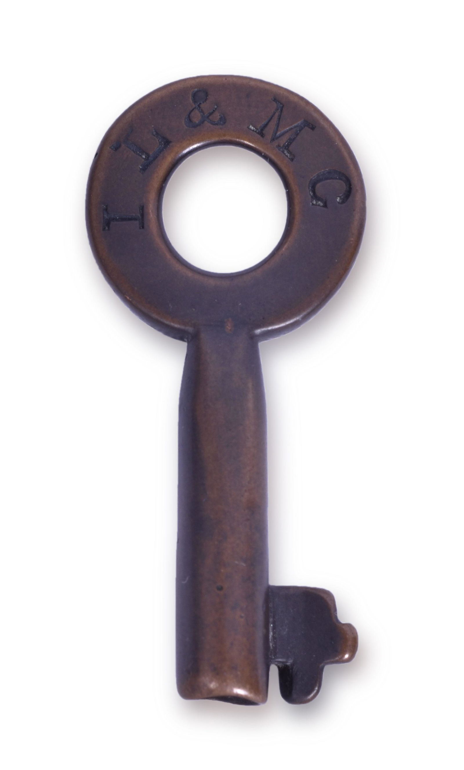 Indianapolis, Logansport & Michigan City Railroad Tapered Barrel Brass Key (1 of 2)